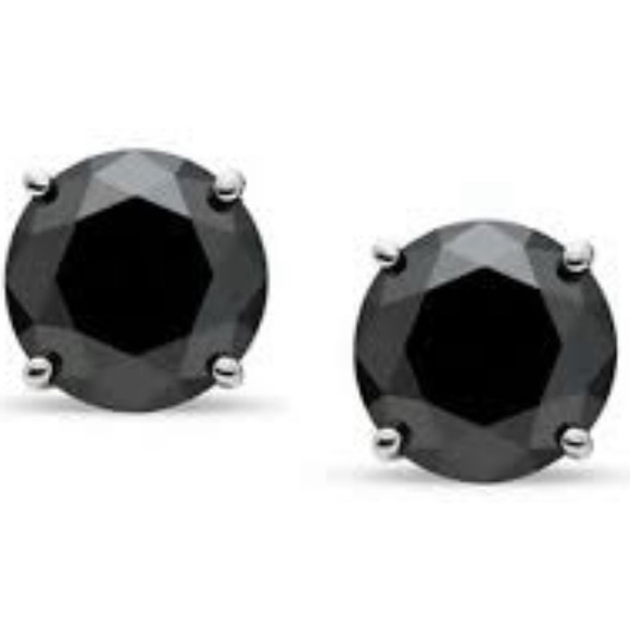 8mm 2 ct Each Round-Cut Black Diamond Earrings - Picture 8 of 16
